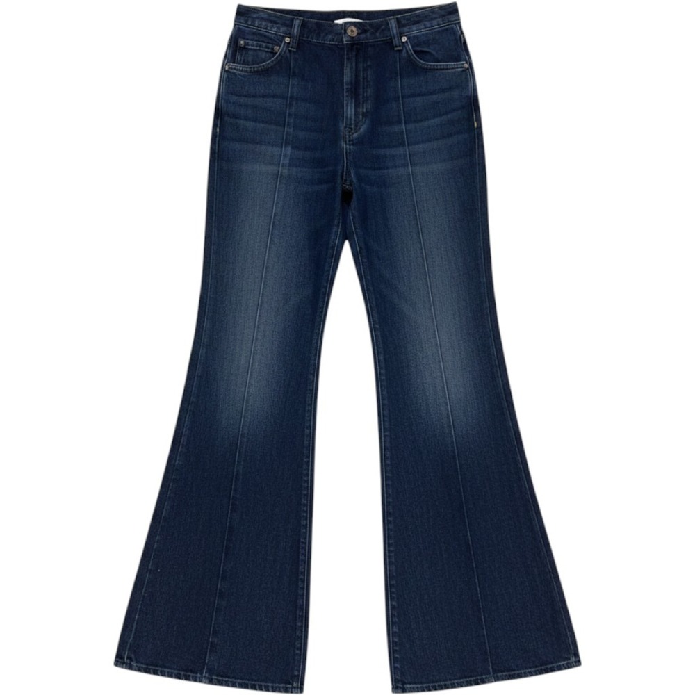 Cheap Jeans Vintage Flare Pants Mens 27x32 Dark Blue Front Seam Bell Bottoms 70s